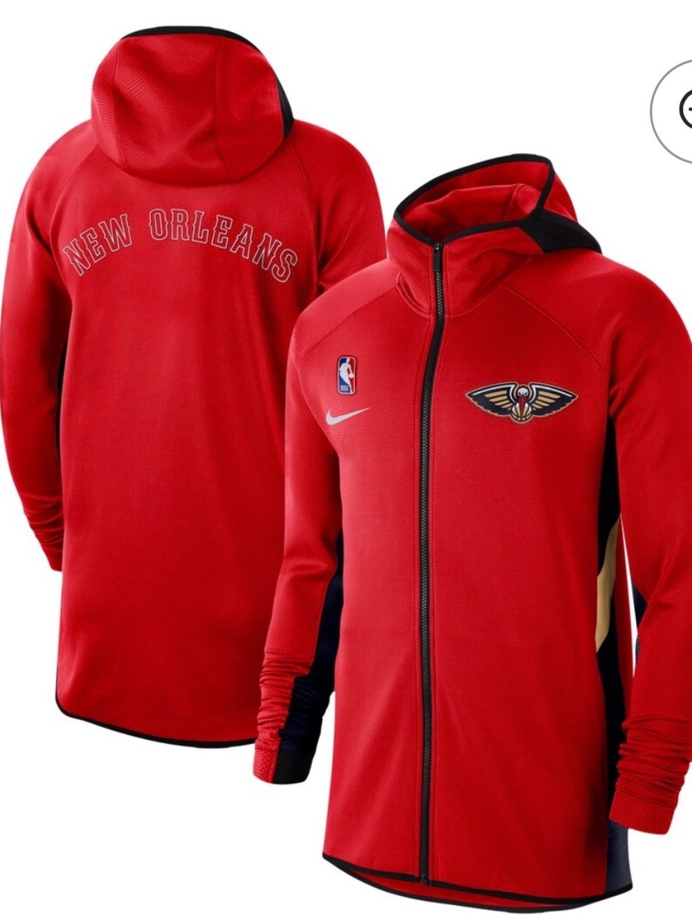 New Orleans Pelicans NIKE red authentic showtime therma flex full zip hoodie XXL